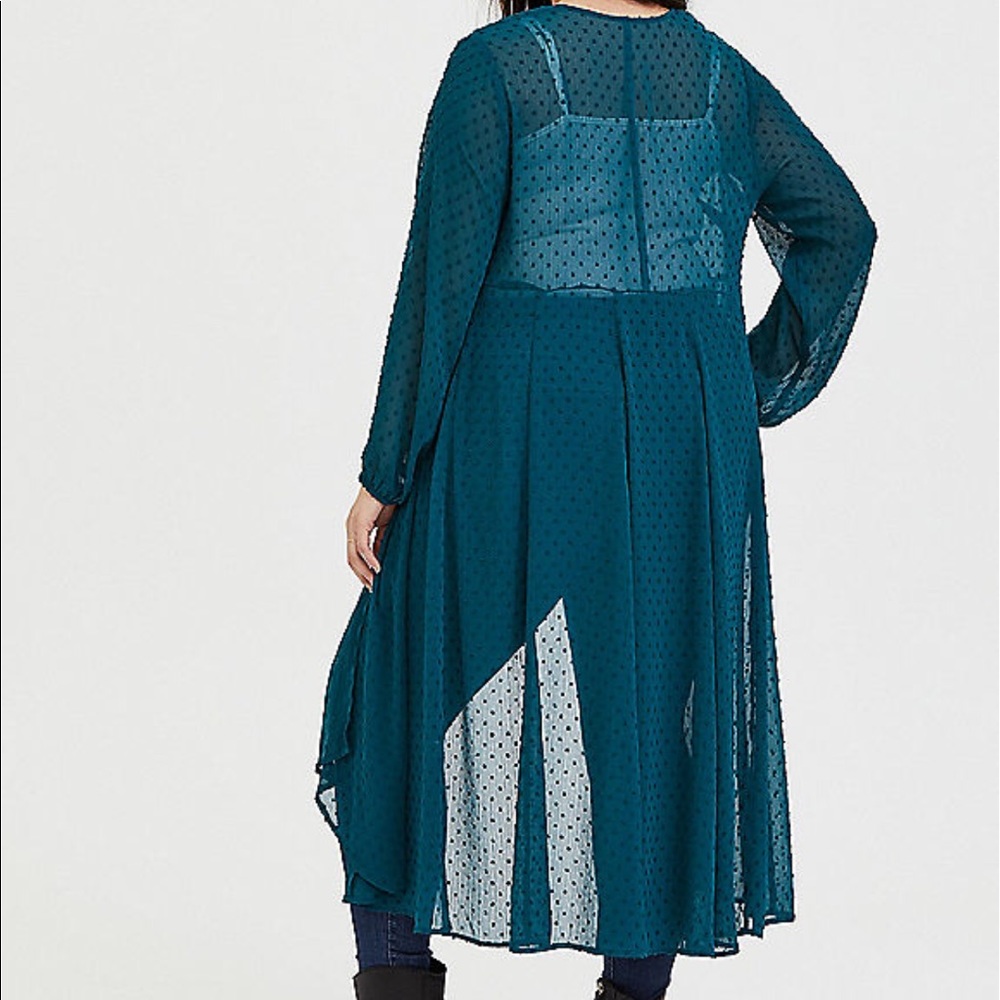 Nwt Torrid size 3 Dark Teal Swiss Dot Kimono - Picture 3 of 5